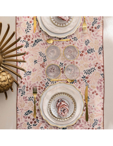 NAPPE JACQUARD CAMPAGNE ROSE 50 X 150