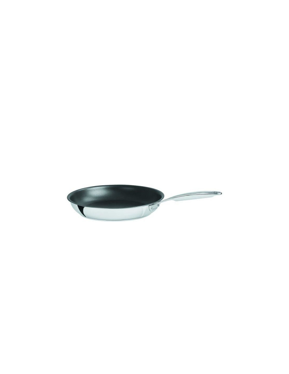 Poêle Inox 28 Cm Cristel Castel Pro 5 PLY - Fond 5 Couches, Compatible Induction, Poignée Fixe Athermique, Fabriqué En France